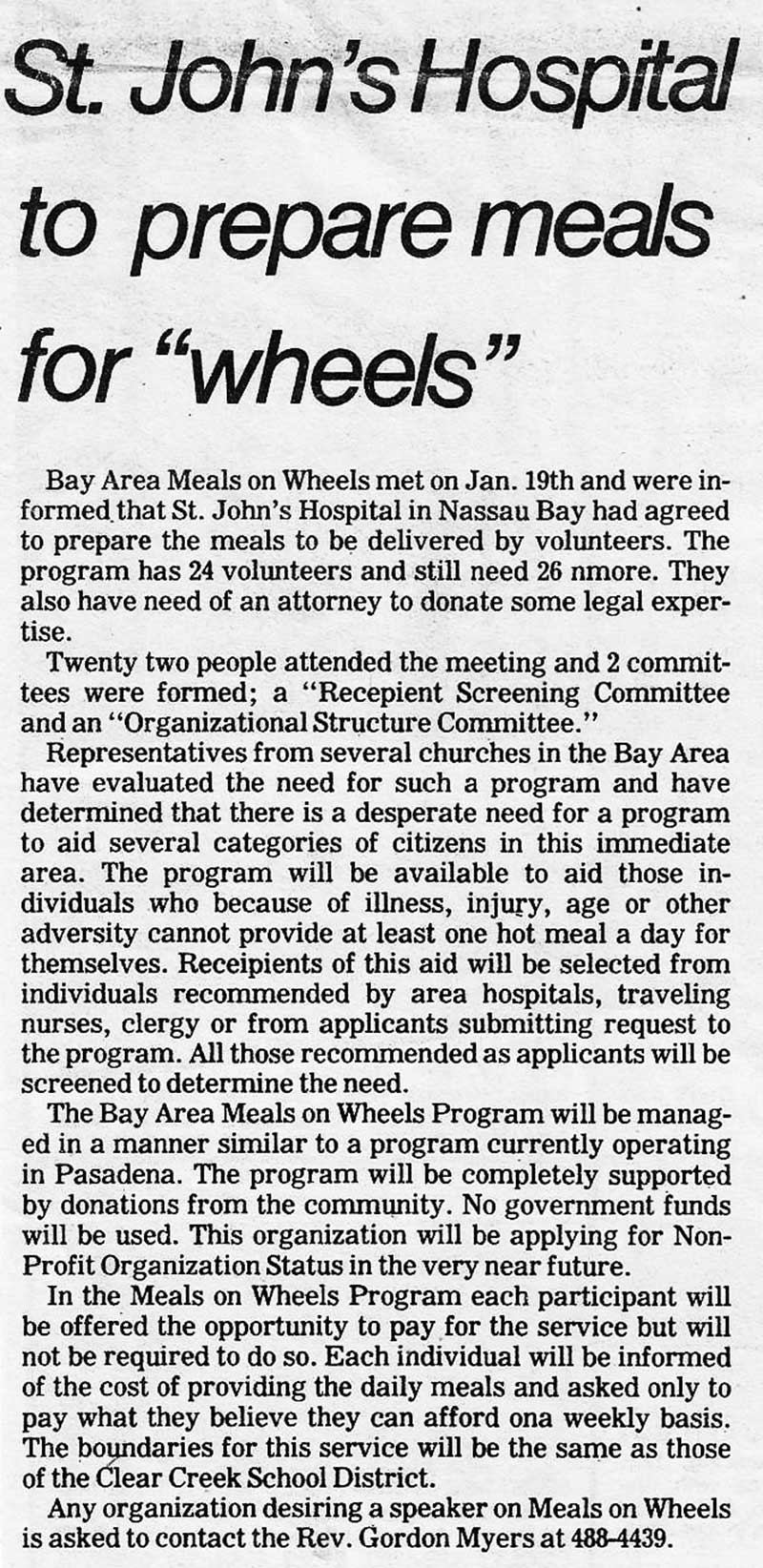 History of Bay Area Meals on Wheels - Bay Area Meals On Wheels